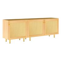 SIDEBOARD rattan natur 180cm 3 türen modular - Naturfarben, Holzwerkstoff (180/63/40cm) - Urban Meuble