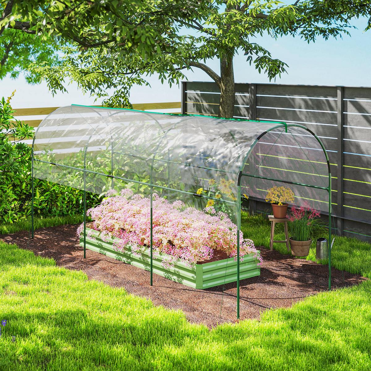 FOLIEN-GEWÄCHSHAUS winterfest mit Bogendach - Transparent, Metall (120/170/400cm) - Outsunny