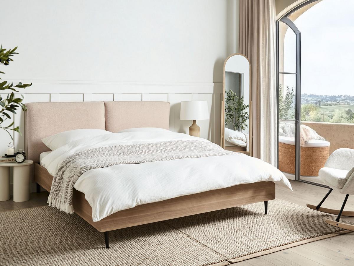 BETT mit Lattenrost 160x200 cm Beige Limanton - Beige, Textil (160/200cm) - Beliani