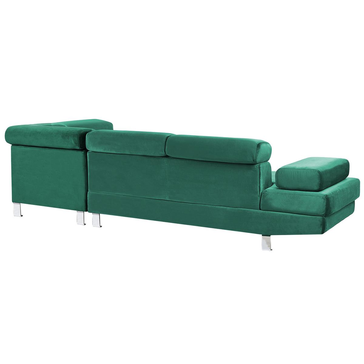 ECKSOFA Samtstoff Smaragdgrün rechtsseitig Norrea - Hellgrün, Textil (262/169cm) - Beliani