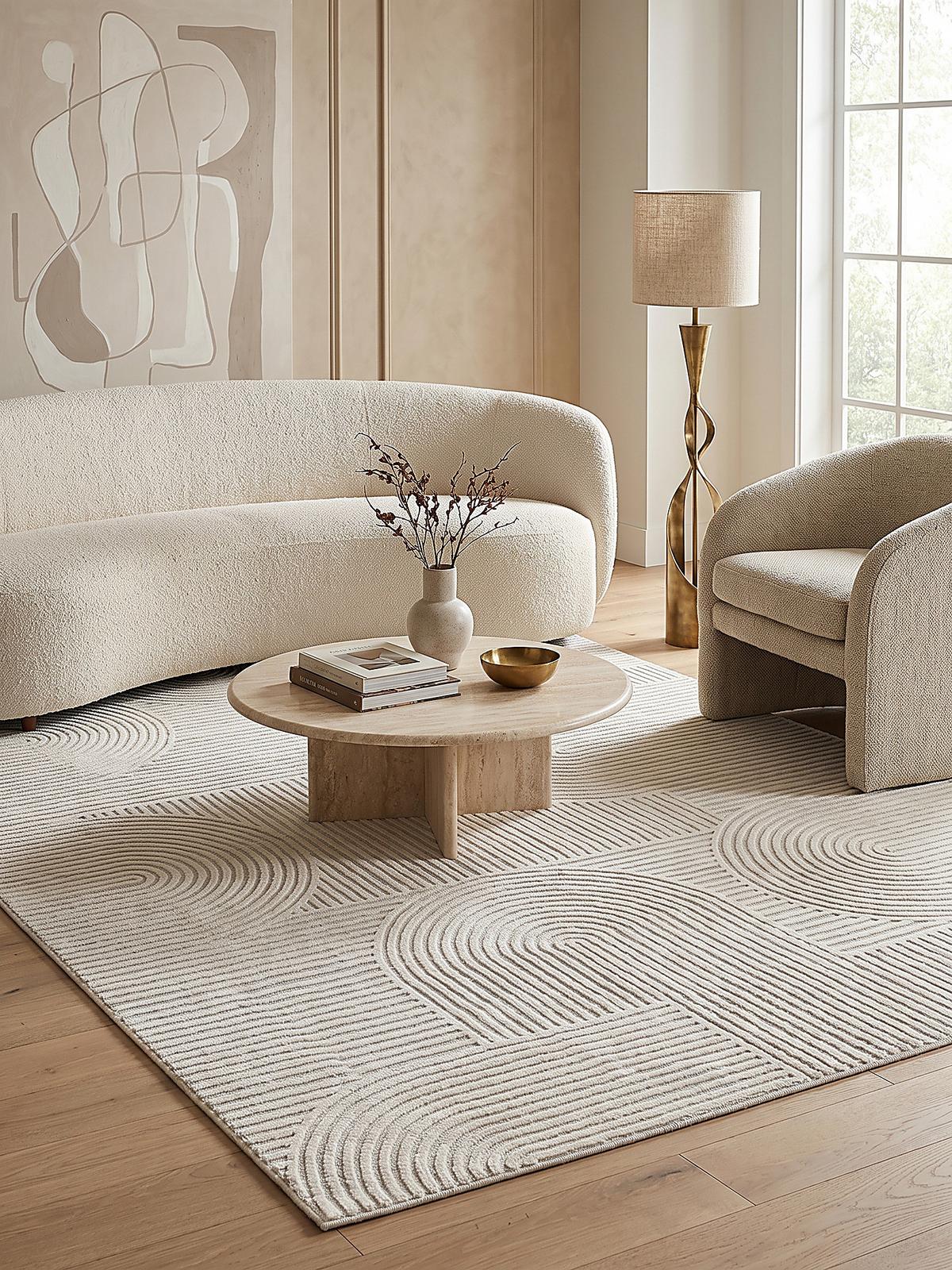 TEPPICH Kurzflor ERESMA Geometrisch Polyester Creme 80 x 150 cm - Creme, Textil (80/150cm) - KADIMA DESIGN