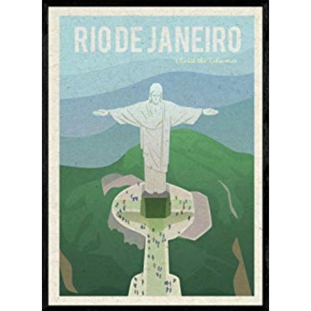 POSTER Vintage City Colors – Rio (Christ The Redeemer) A4 Rahmenlos - Klar, Papier (29.7/5/21cm) - Nacnic