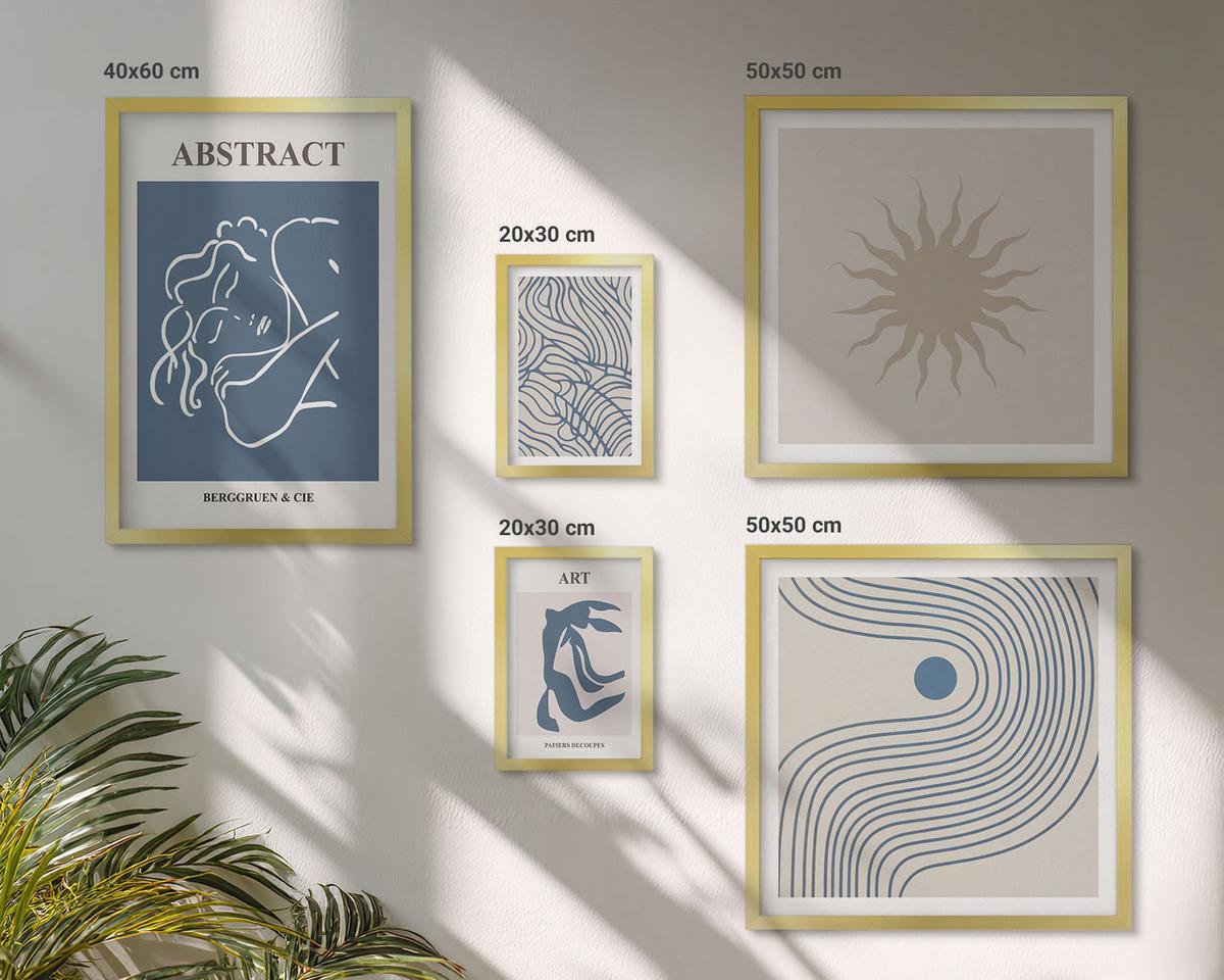 BILDER SET 5er Set - 50x50 cm & 20x30 cm & 40x60 cm Goldrahmen - Matisses stilvolle abstrakte Muster - Goldfarben, Kunststoff (40/60cm) - TULUP