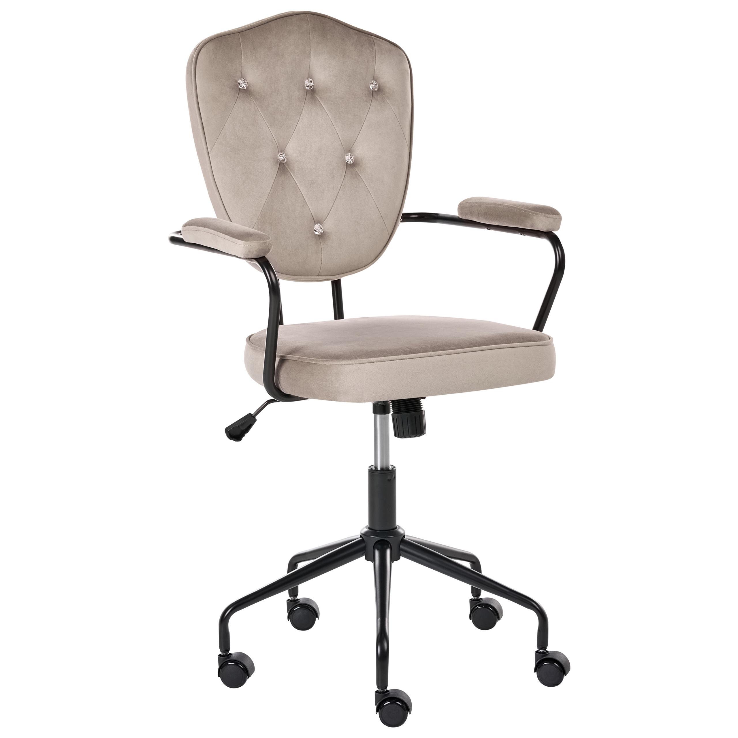 SCHREIBTISCHSTUHL Samtstoff Taupe Velisse - Taupe, Textil (55/98/55cm) - Beliani