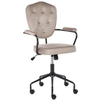 SCHREIBTISCHSTUHL Samtstoff Taupe Velisse - Taupe, Textil (55/98/55cm) - Beliani