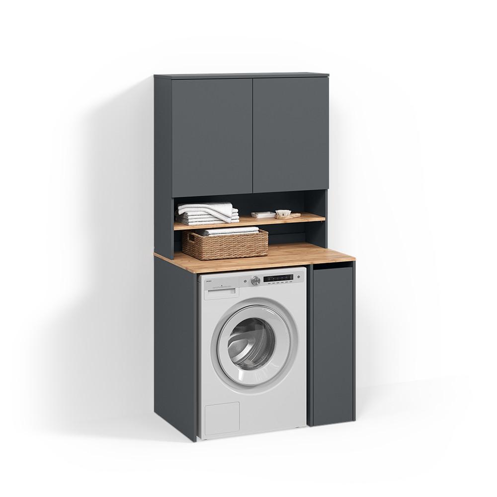 WASCHMASCHINENSCHRANK Paolina Anthrazit/Goldkraft Eiche 93.6 x 88.2 cm 2 Teile mit Regal - Honigeiche/Anthrazit, Holzwerkstoff (93.6/88.2/60.3cm) - Livinity®