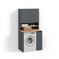 WASCHMASCHINENSCHRANK Paolina Anthrazit/Goldkraft Eiche 93.6 x 88.2 cm 2 Teile mit Regal - Honigeiche/Anthrazit, Holzwerkstoff (93.6/88.2/60.3cm) - Livinity®