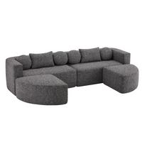 SCHLAFCOUCH aus Chenille in Grau Modulares Design & Ohne Montage - Schwarz, Textil (165/68/292cm) - Urban Meuble