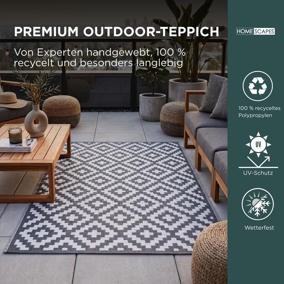 OUTDOORTEPPICH Zoe, geometrisch gemustert 240/300 cm - Hellgrau, Kunststoff (240/300cm) - Homescapes
