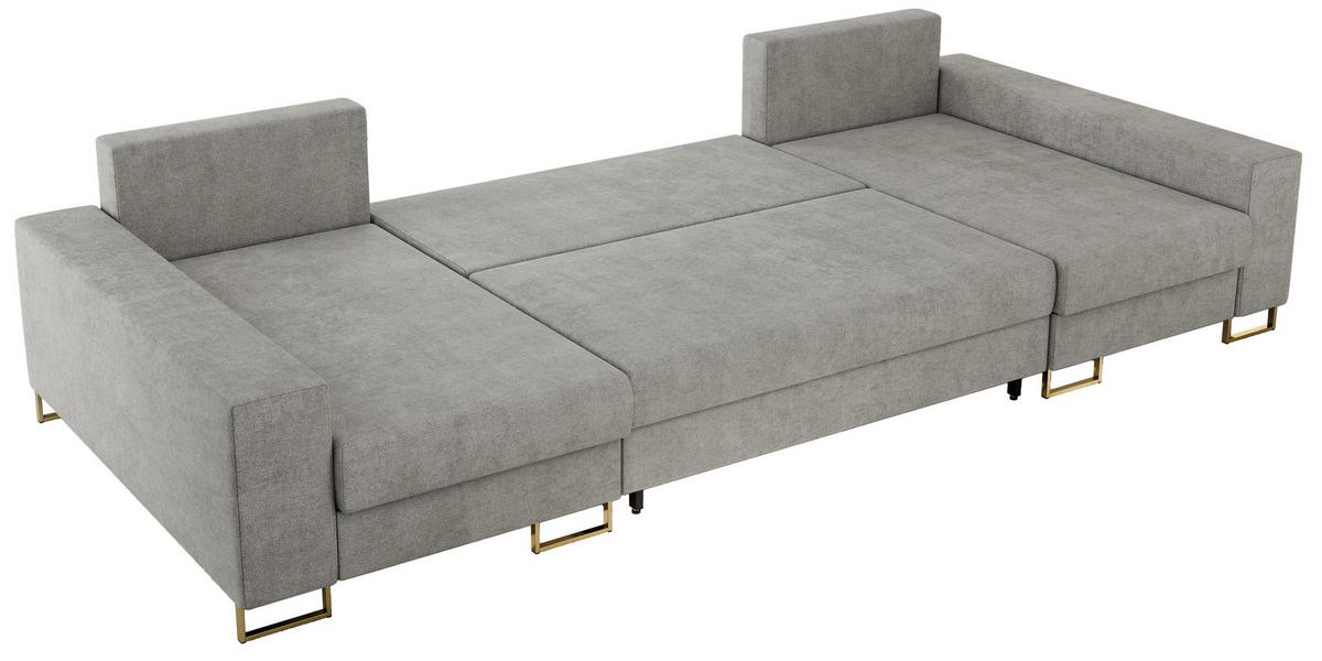 WOHNLANDSCHAFT DORIAN U Struktur Hellgrau - Goldfarben/Hellgrau, Textil/Metall (312/85/138cm) - MKS