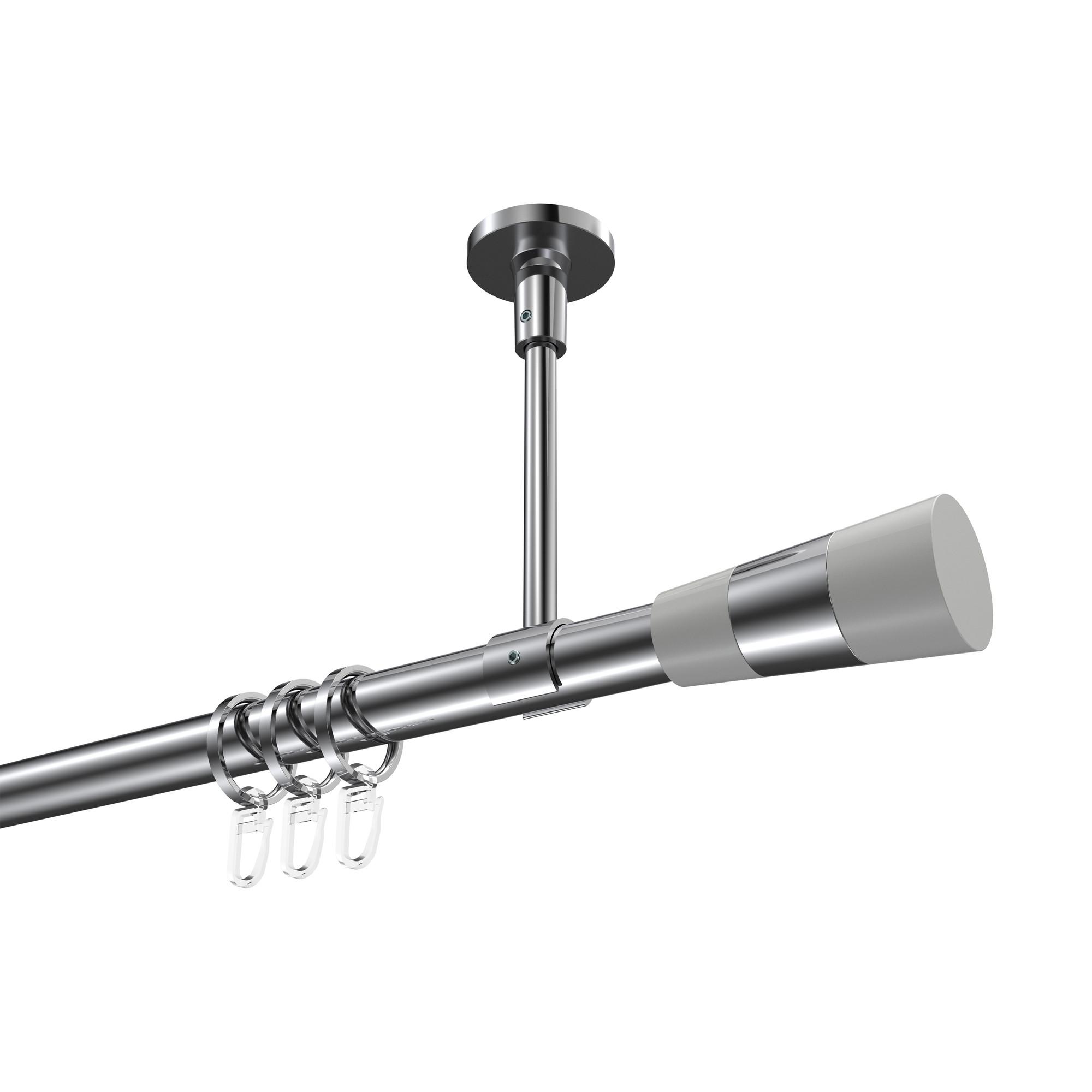 GARDINENSTANGE Sonette Tanara 360 cm (geteilt in 2 x 180 cm), 1-läufig, 20 mm Ø Chrom - Chromfarben/Weiß, Metall (360cm) - INTERDECO