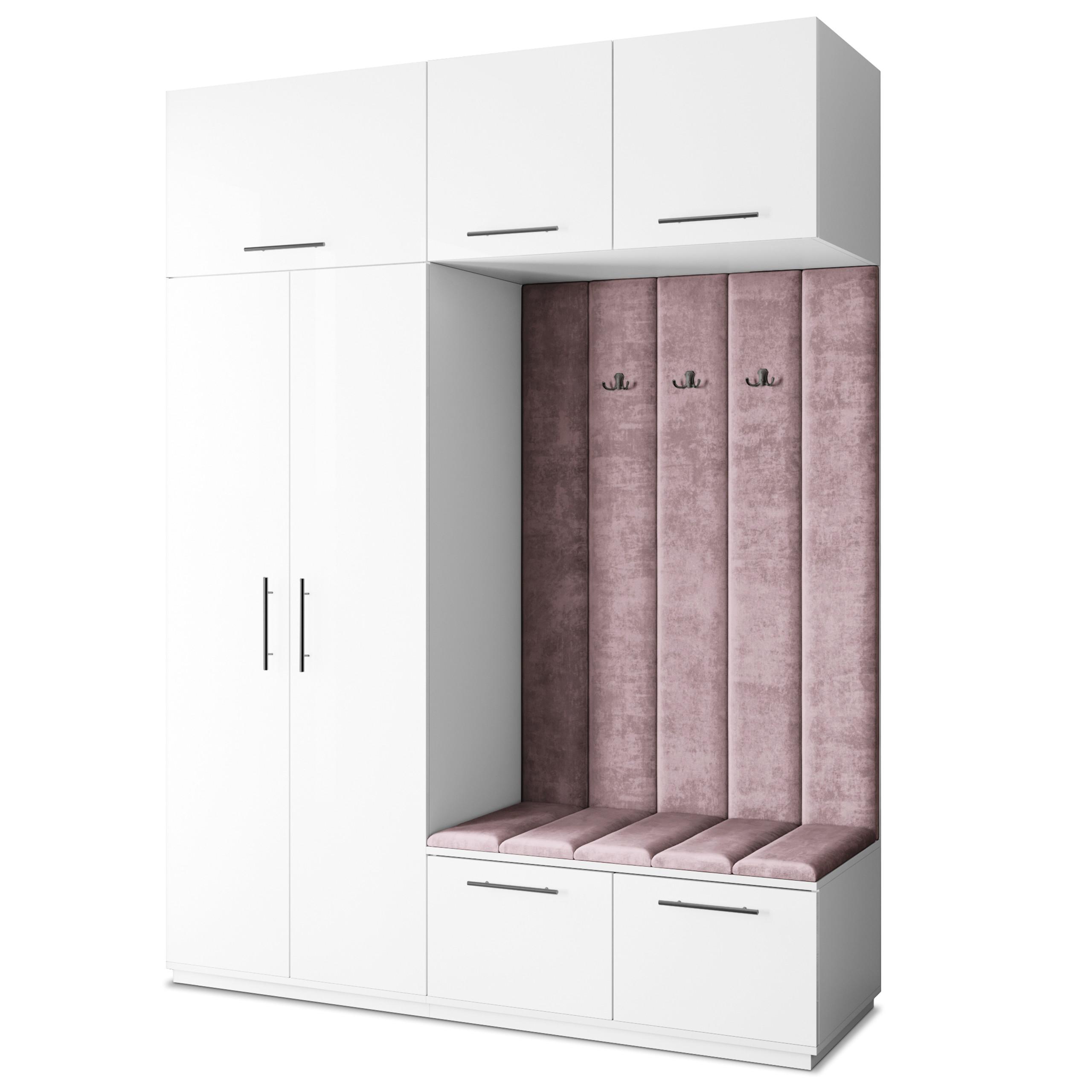 GARDEROBENSCHRANK REMA 180/240/60 cm Modern Garderobe-Set Weiß - Lila/Weiß, Holzwerkstoff (180/240/60cm) - MASSENO