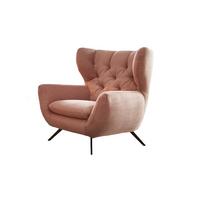 SESSEL CHARME Rosé Cord - Schwarz/Rosa, Textil/Metall (100/106/95cm) - KAWOLA