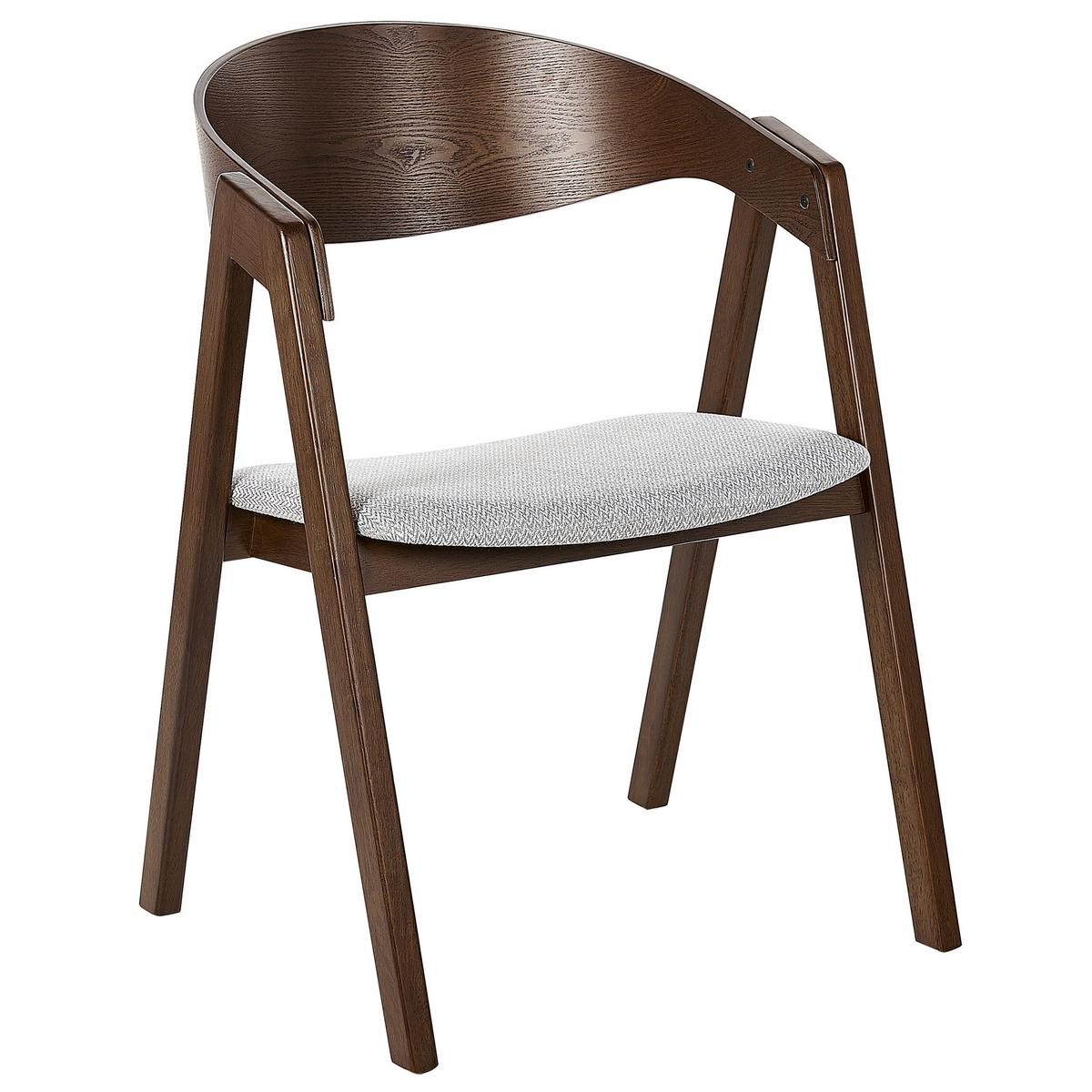 ESSZIMMERSTUHL 2er-Set Holzwerkstoff Dunkler Holzfarbton Yuba - Dunkelbraun, Holz/Textil (56/79/44cm) - Beliani