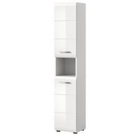 HOCHSCHRANK weiß Hochglanz, Badschrank 30 cm mit viel Stauraum - Weiß Hochglanz/Silberfarben, Holzwerkstoff/Kunststoff (30/185/30cm) - Inn.Furn