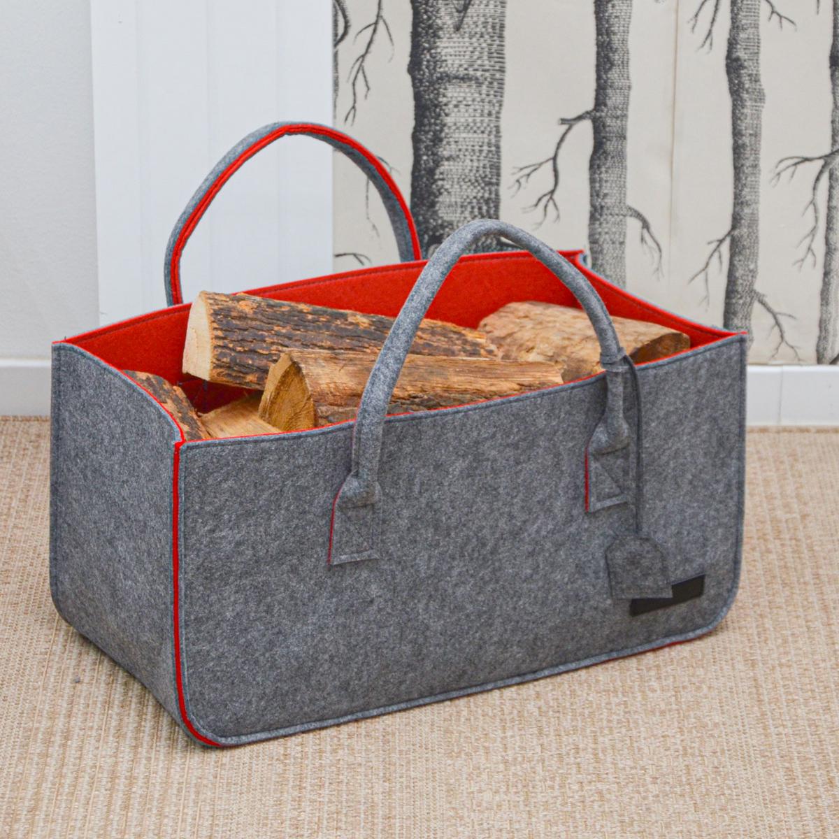 FILZTASCHE, 50x25x25 cm, Grau - Rot, Kunststoff (50/25/25cm) - Dunedesign