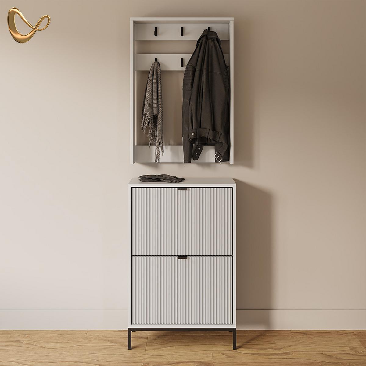 GARDEROBE Aterno Weiß Set, 2 Teile - Weiß, Holzwerkstoff (60/92/24cm) - Livinity®
