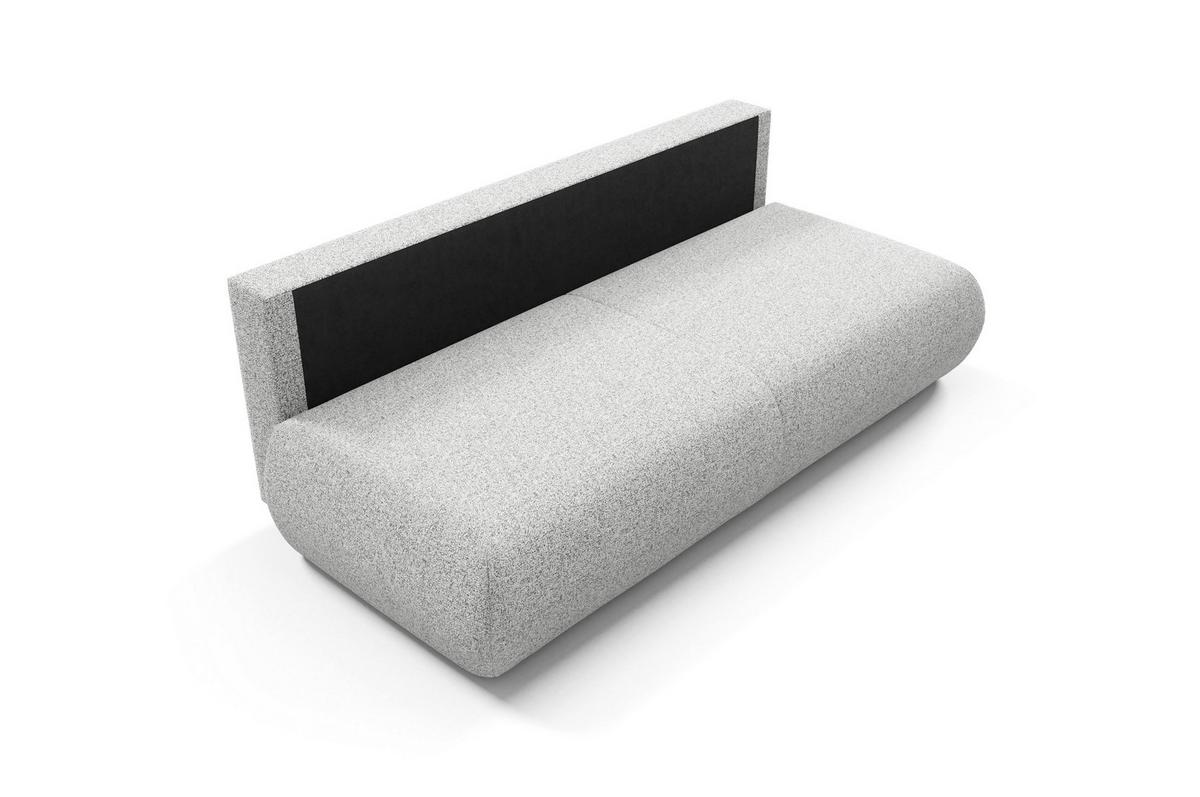 BETTSOFA DELTA Hellgrau Geflochtener Stoff mit Schlaffunktion - Hellgrau, Holz (214/74/100cm) - MASSENO