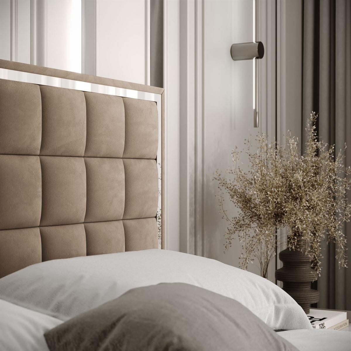 POLSTERBETT ISADORA SILVER mit Bettkasten 140x200 cm Royal Velvet 176 - Beige, Textil - Lookway