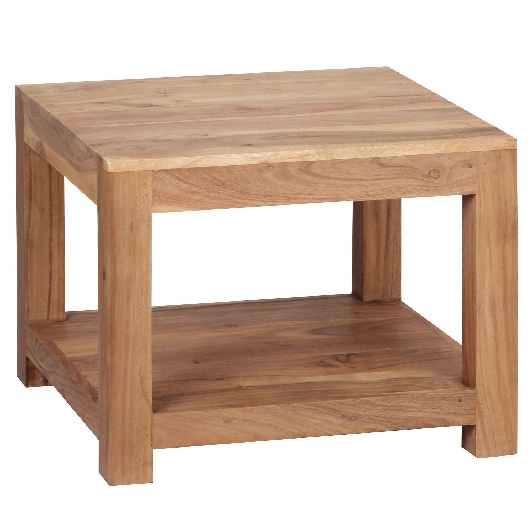 COUCHTISCH Massivholz im Landhausstil mit Ablagefach und pflegeleichter Oberfläche, Beige 60x60x45 cm - Beige, Holz (60/60/45cm) - KADIMA DESIGN