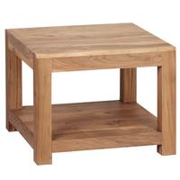COUCHTISCH Massivholz im Landhausstil mit Ablagefach und pflegeleichter Oberfläche, Beige 60x60x45 cm - Beige, Holz (60/60/45cm) - KADIMA DESIGN
