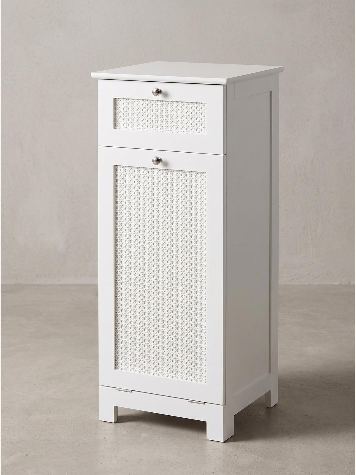 WÄSCHESCHRANK ADOUR, MDF, Weiß, 38 x 40 x 90 cm - Weiß, Holzwerkstoff/Metall (38/90/40cm) - KADIMA DESIGN