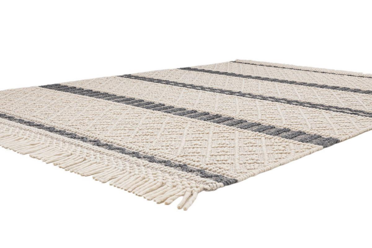 FALCHWEBETEPPICH Macrame Style, beige/schwarz 90x160 cm - Naturfarben, Textil (90/160cm) - Rug and Roll