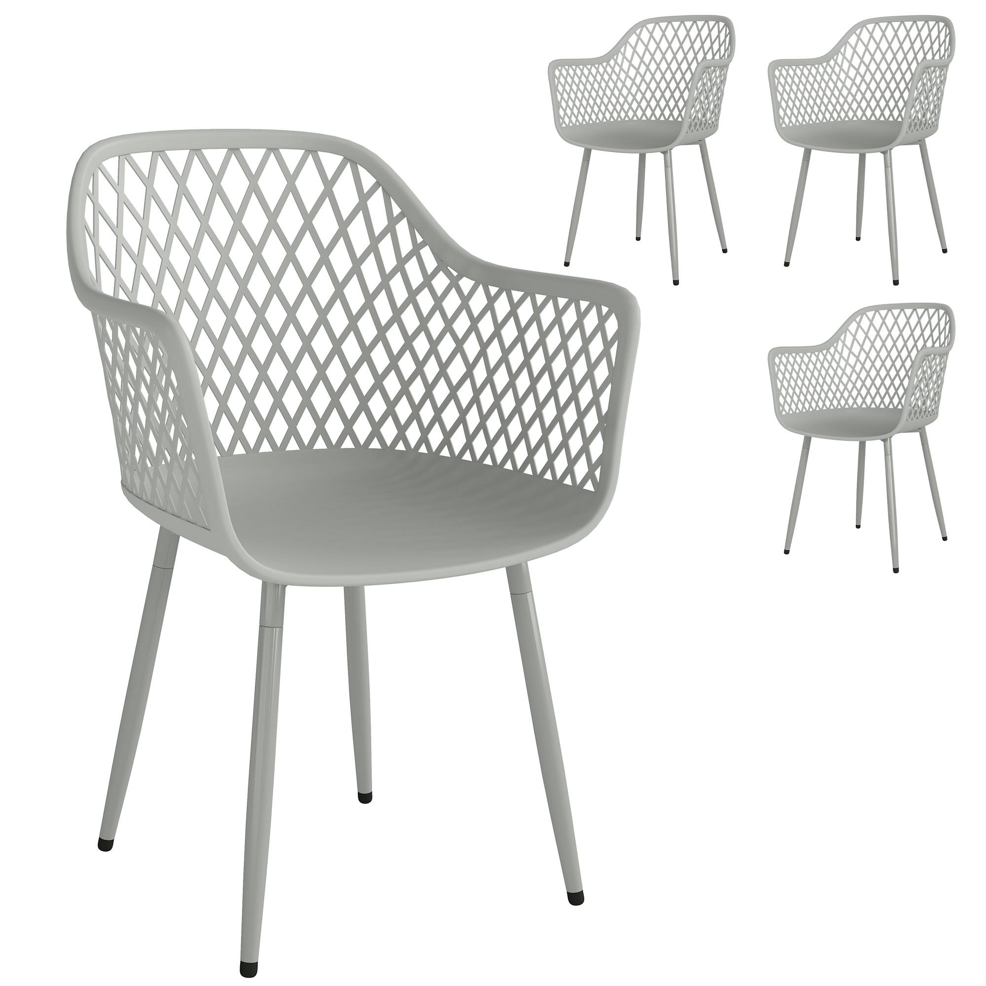GARTENSTÜHLE 4er Set Metall Kunststoff Grau - Grau, Kunststoff/Metall (51/84/56cm) - Outsunny