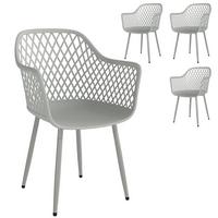 GARTENSTÜHLE 4er Set Metall Kunststoff Grau - Grau, Kunststoff/Metall (51/84/56cm) - Outsunny
