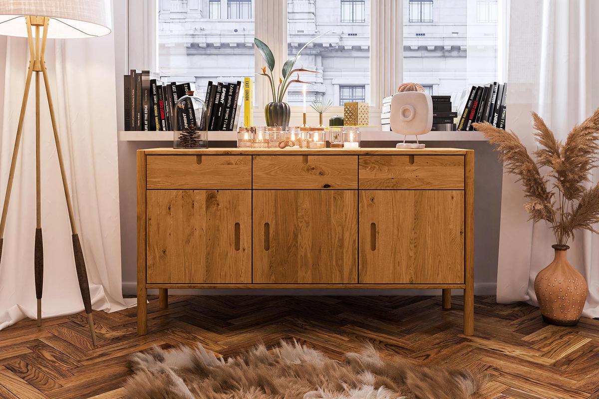 KOMMODE INA Wildeiche - Alteiche, Holz (142/79/46cm) - byoak
