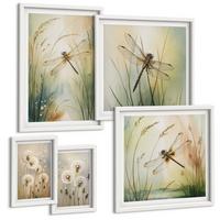 BILDER SET 5er Set - 50x50 cm & 20x30 cm & 40x60 cm Weißer Rahmen - Strandbretter, Surfboote, Vögel - Weiß, Kunststoff (40/60cm) - TULUP