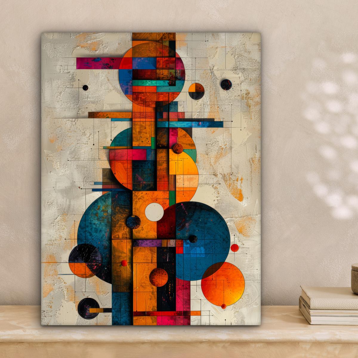 LEINWANDBILD Vintage - Moderne Kunst - Orange - Geometrische Formen Room Decor 30x40 cm - Multicolor, Textil (30/40cm) - MuchoWow