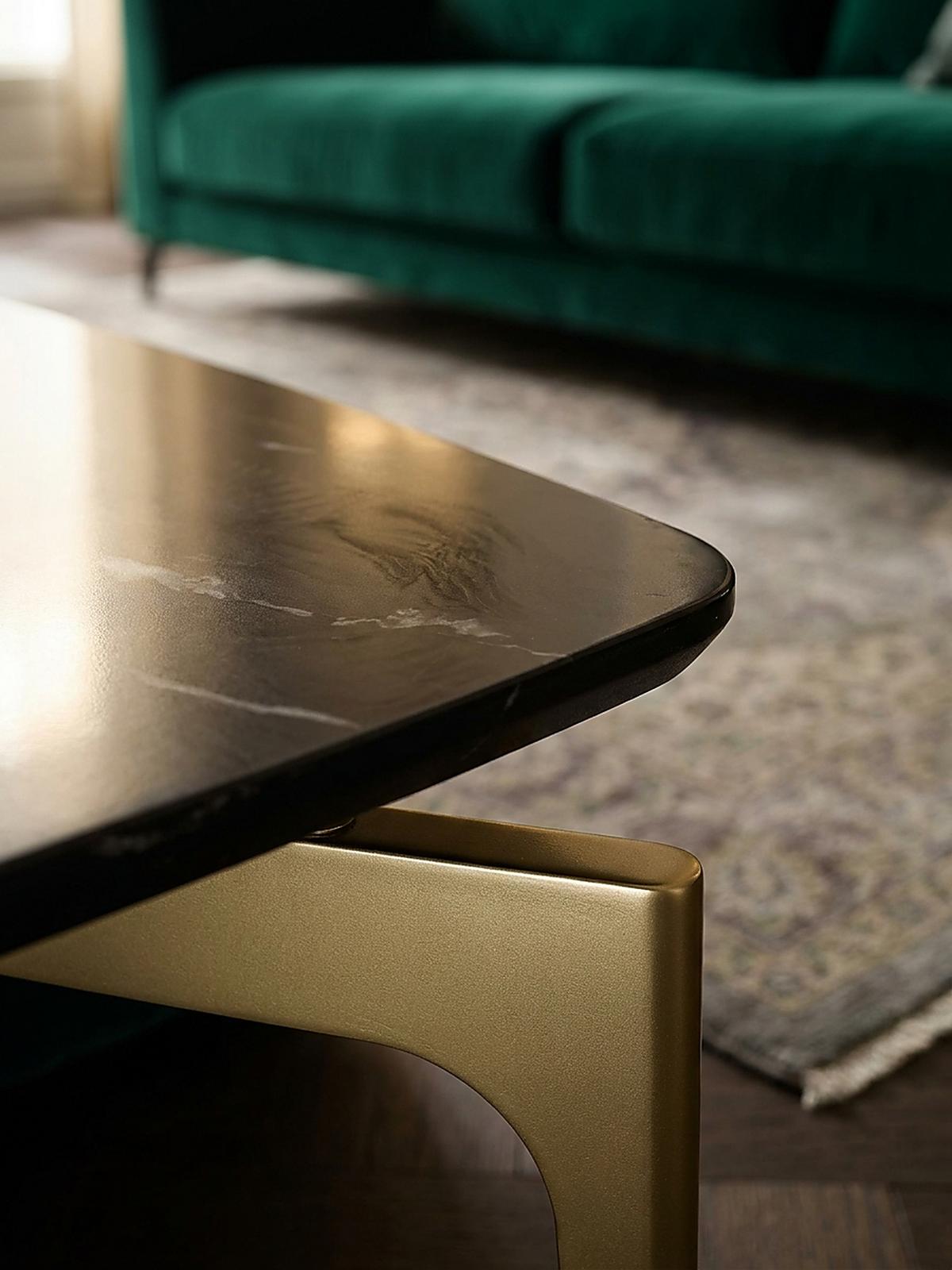 COUCHTISCH Schwarz/Gold Hochglanz Marmor Optik 120x60x30.5 cm Metall-Gestell - Goldfarben/Schwarz, Holzwerkstoff/Metall (60/120/31cm) - KADIMA DESIGN