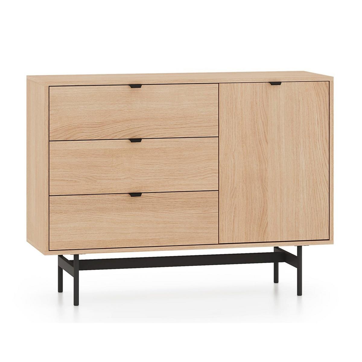SIDEBOARD Heggers Eiche Mavelie 115 cm - Eichefarben/Schwarz, Holzwerkstoff/Metall (115/85/40cm) - Selsey