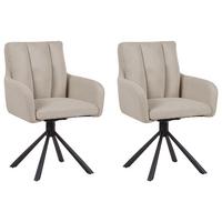 ESSZIMMERSTUHL 2er-Set drehbar Stoff Taupe Sardoal - Taupe, Textil (56/86/65cm) - Beliani