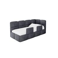 EINZELLBETT Jugendbett mit Bettkasten, Links - KIVY 100x200 Dunkelgrau - Dunkelgrau, Holzwerkstoff/Textil (100/200cm) - ALTDECOR