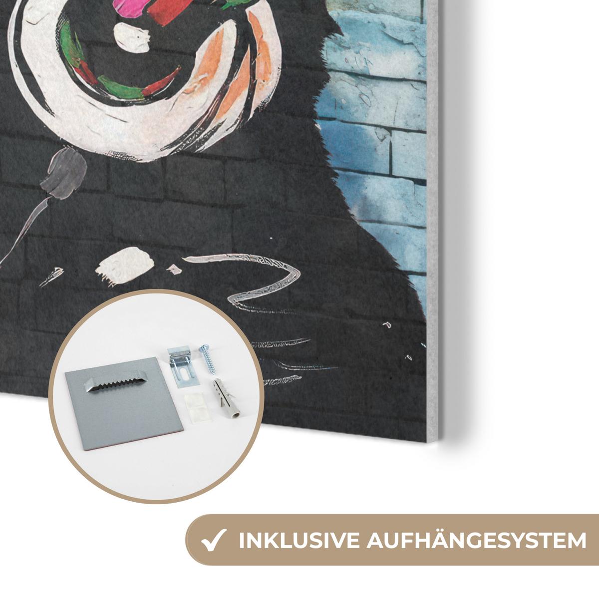 AKUSTIKBILD Affe - Graffiti - Musik Wandbilder 60x60 cm - Multicolor, Kunststoff (60/60/0.9cm) - MuchoWow