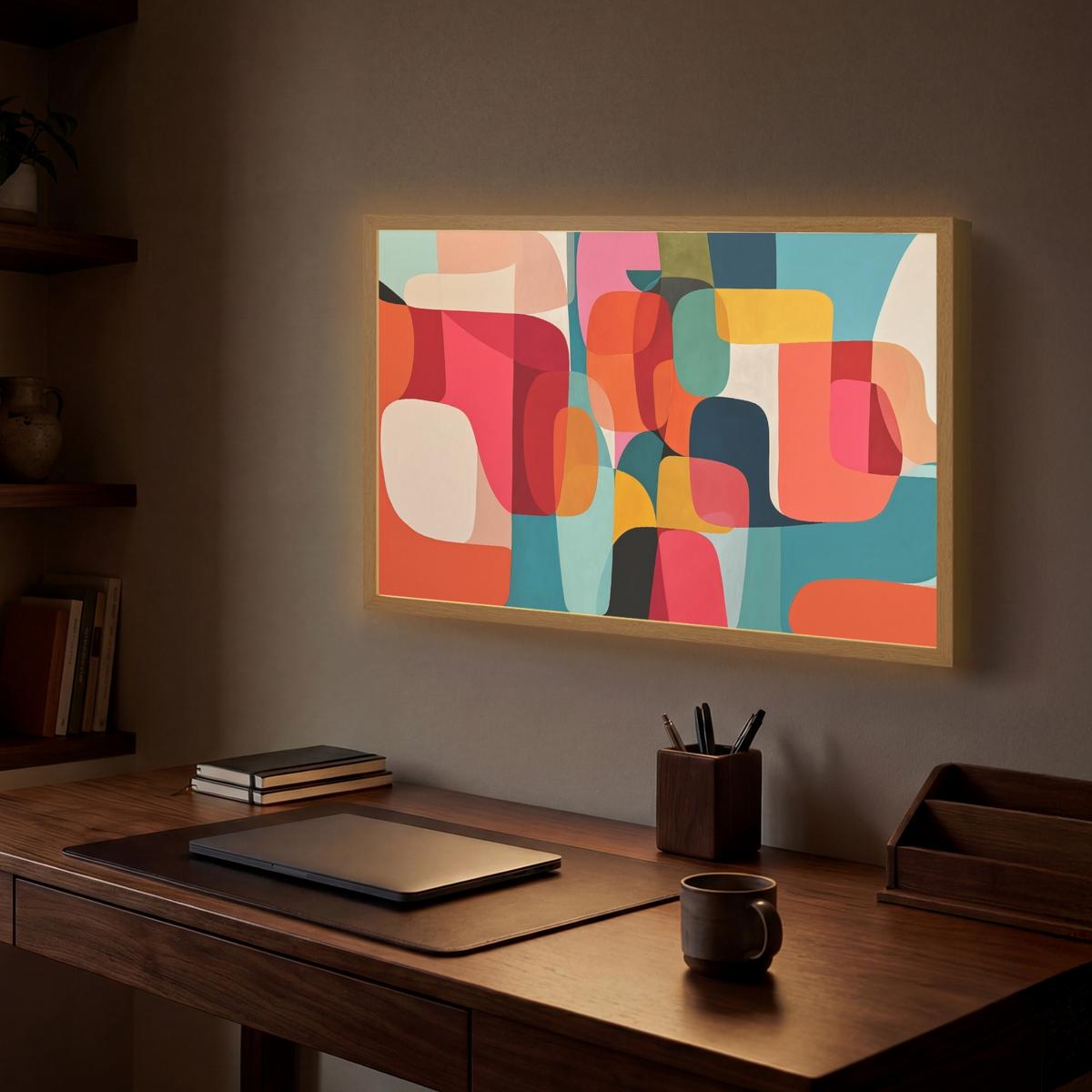 WANDLEUCHTE MIT AKKU Formen - Bunt - Abstrakt - Flugzeuge 60x40 cm - Multicolor, Holzwerkstoff (60/40/8cm) - OnlyWow