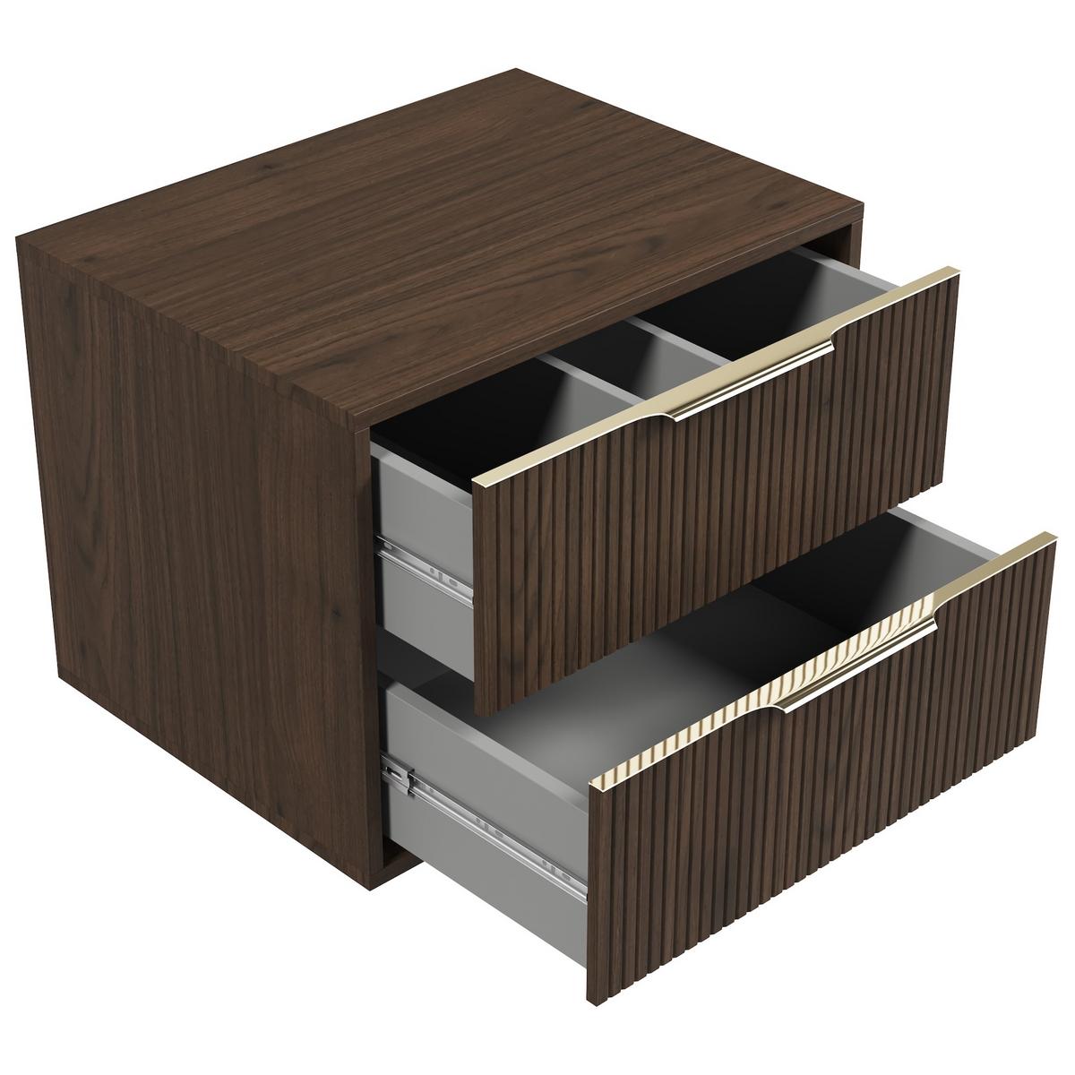 WASCHBECKENUNTERSCHRANK Rimini 2 Schubladen Walnuss Braun - 60 x 46 x 46 cm - Walnussfarben/Braun, Holz (60/46/46cm) - Badplaats
