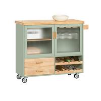 KÜCHENINSEL rollbar Grün - Grün, Naturmaterialien/Holz (109/92/40cm) - SoBuy