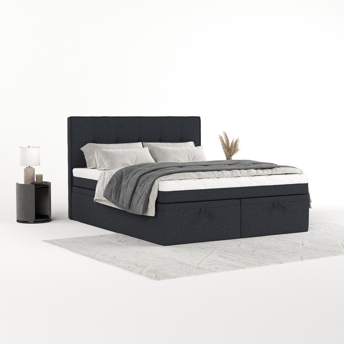 BOXBETT Arivo 160/200 cm Anthrazit im Riva Stoff - Anthrazit/Schwarz, Holz/Holzwerkstoff (160/200cm) - AltaBeds