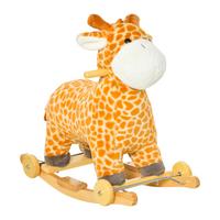 SCHAUKELPFERD 2-IN-1 Schaukeltier Babyschaukel Spielzeug Giraffen-Design Geld - Gelb, Holz (38/63/63cm) - HOMCOM