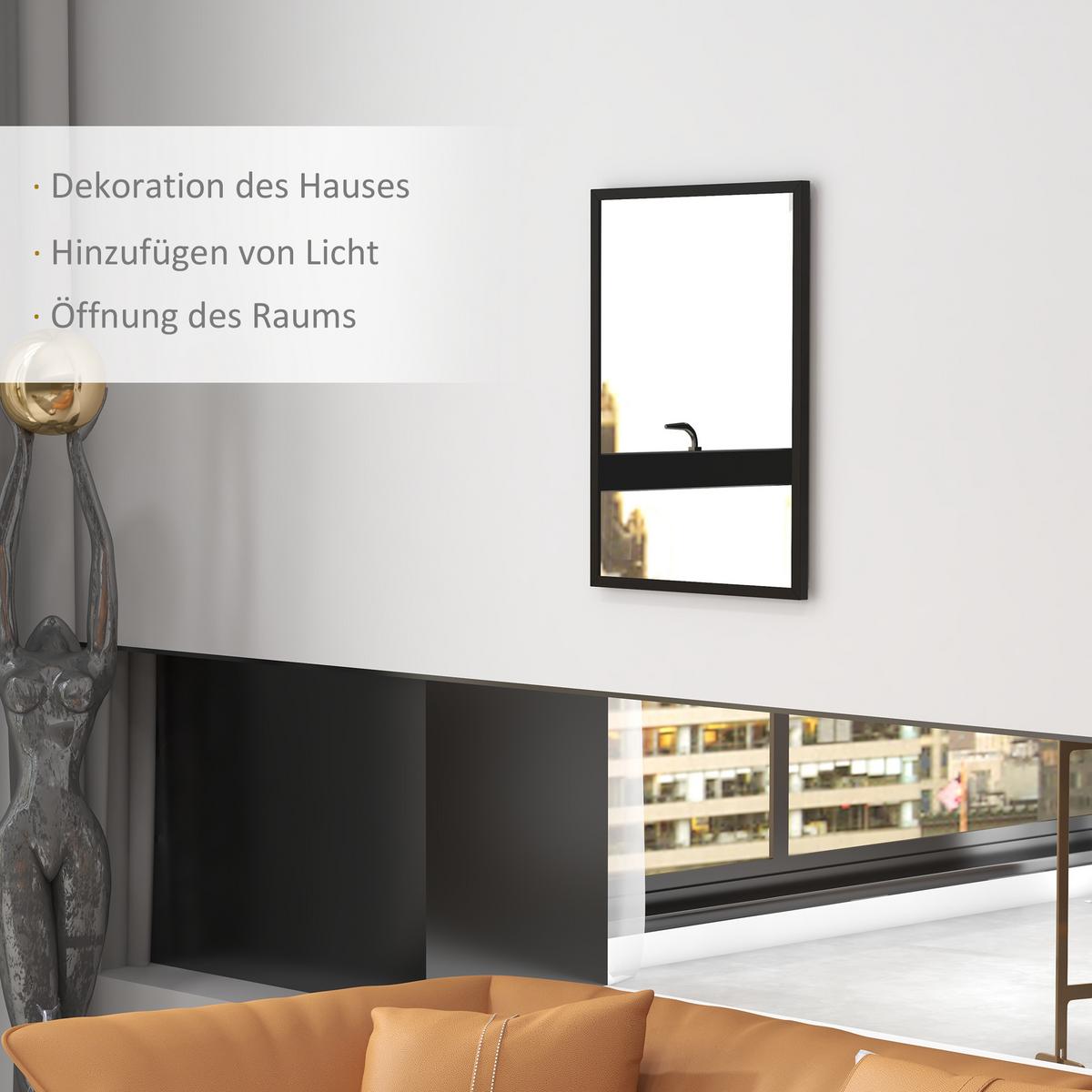WANDSPIEGEL MDF Glas Schwarz - Schwarz, Holzwerkstoff (2/70/50cm) - HOMCOM