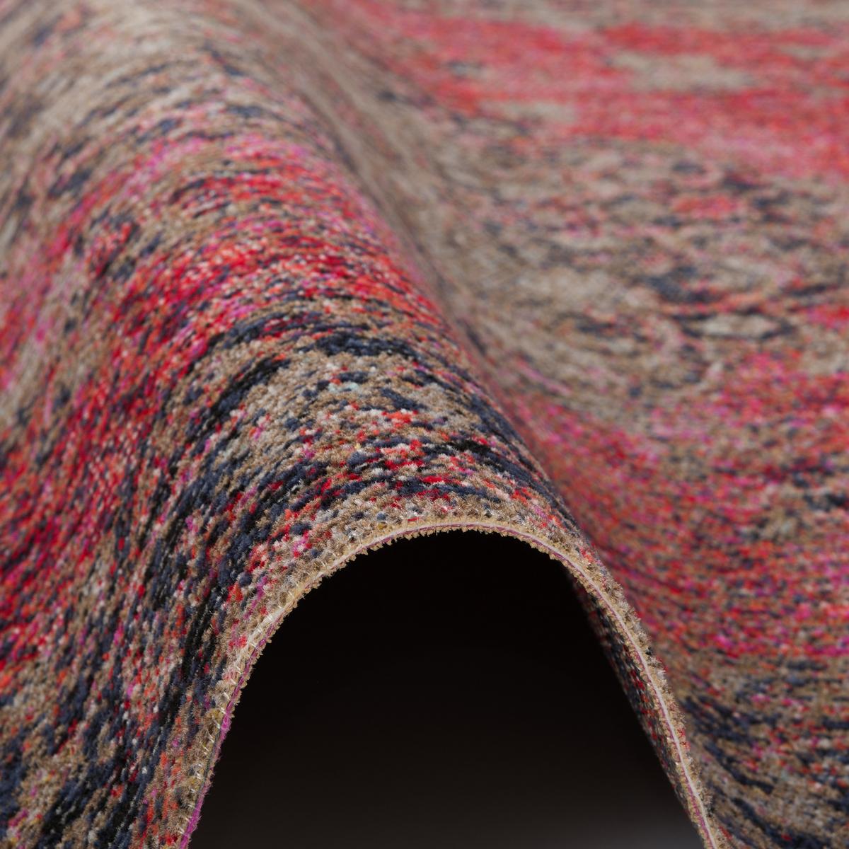 KURZFLOR DESIGNER TEPPICH MODERN VINTAGE ORIENT MUSTER - Beige/Rot, Textil (120/170cm) - Pergamon