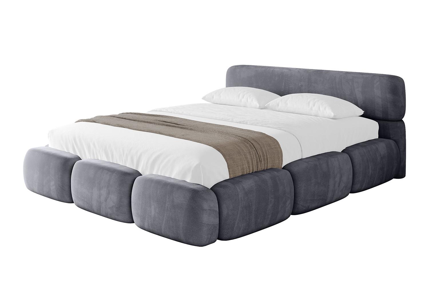 POLSTERBETT mit Bettkasten und Lattenrost, Bett mit Matratze H3/H4 - ELVA-v1 160x200 Dunkelgrau - Dunkelgrau, Holzwerkstoff/Textil (160/200cm) - ALTDECOR