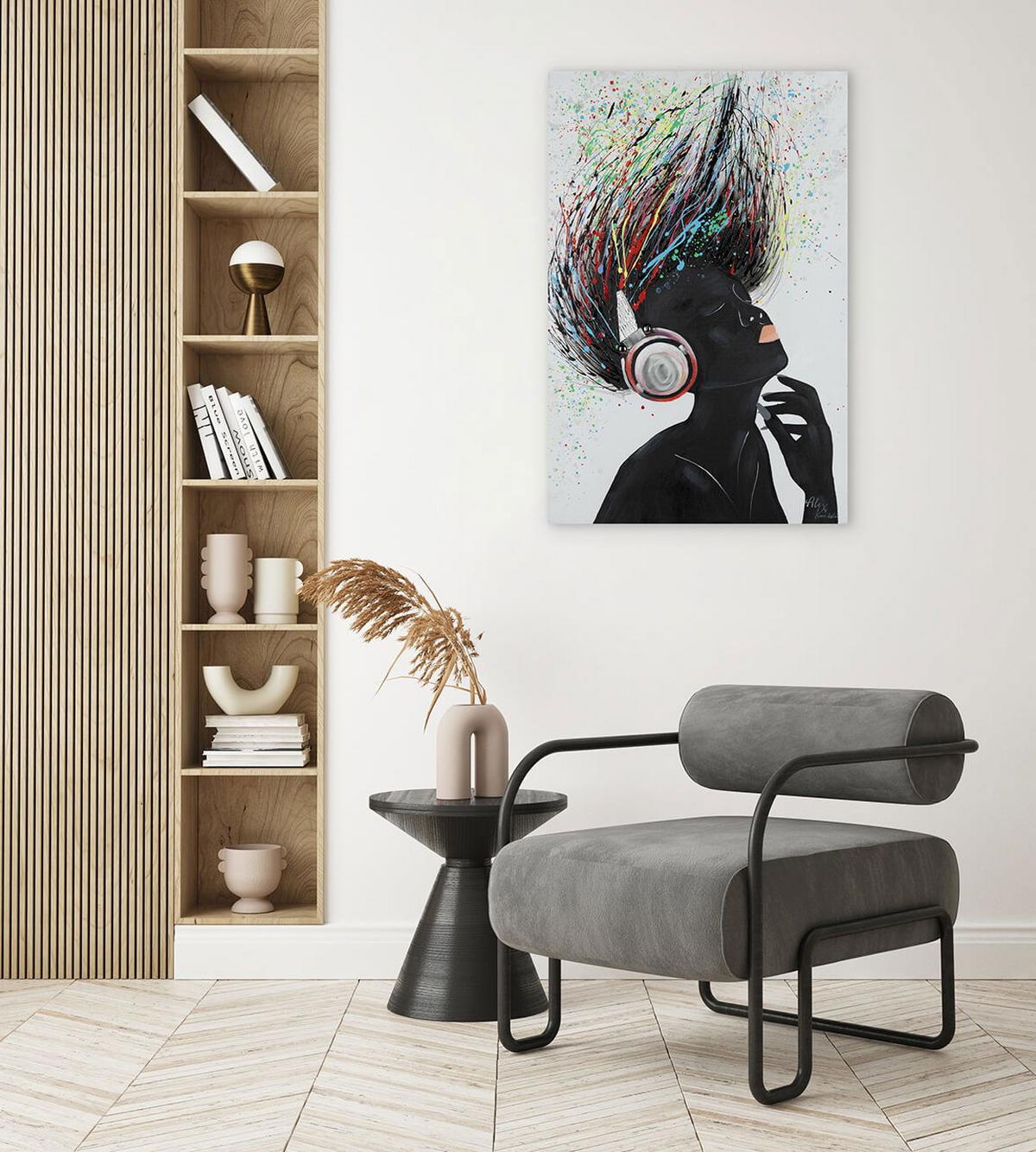 ACRYLBILD HANDGEMALT 60/90 cm - Schwarz, Holz/Textil (60/90cm) - KUNSTLOFT