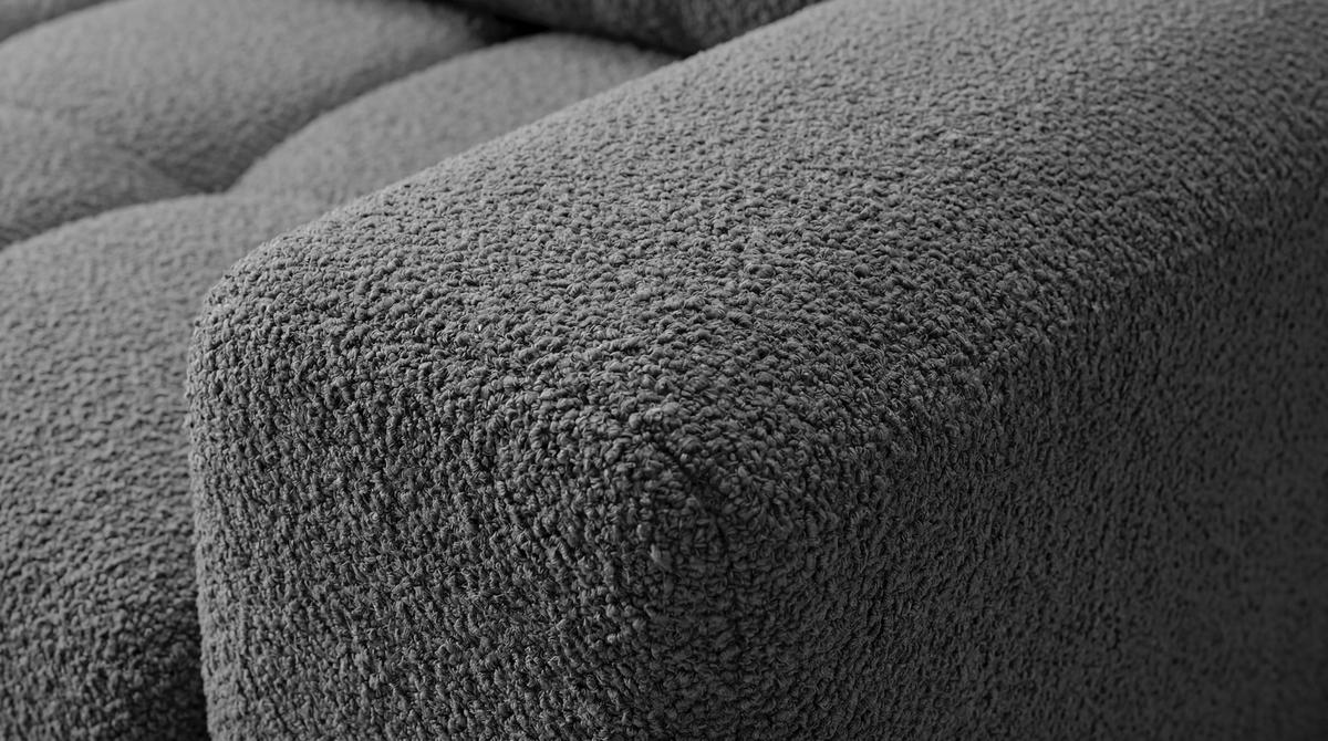ECKSOFA Ovia mit Bettkasten und Schlaffunktion, Bouclé-Stoff in L-Form - Dunkelgrau, Textil (270/185cm)