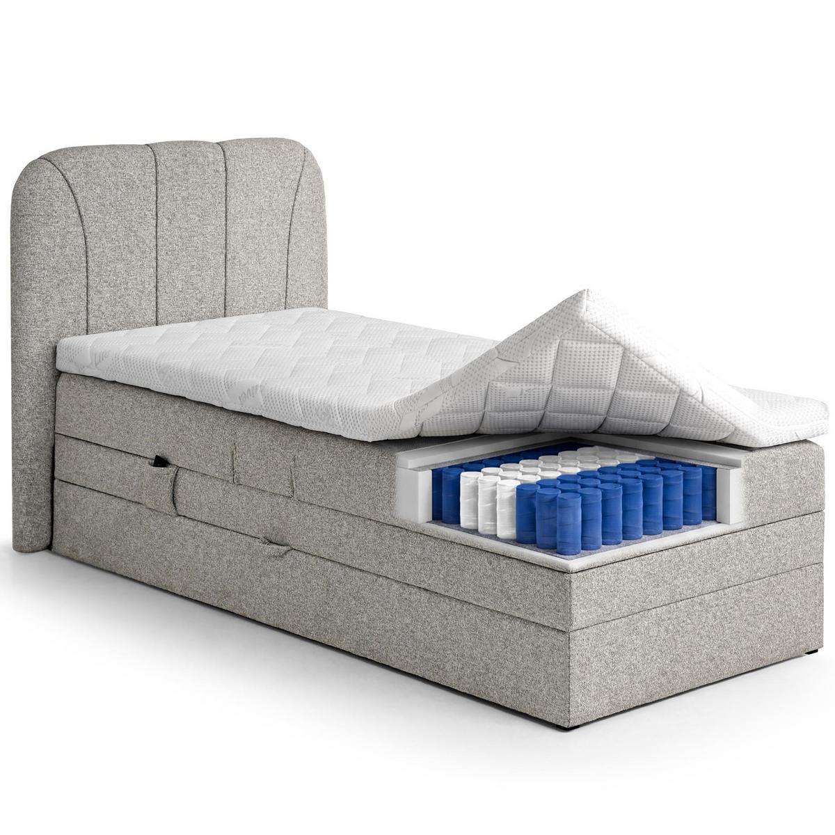 BOXSPRINGBETT Romeo, Einzelbett mit elektrischer Matratzenverstellung, 90x200 cm, Beige - Beige, Textil (90/200cm) - Beautysofa