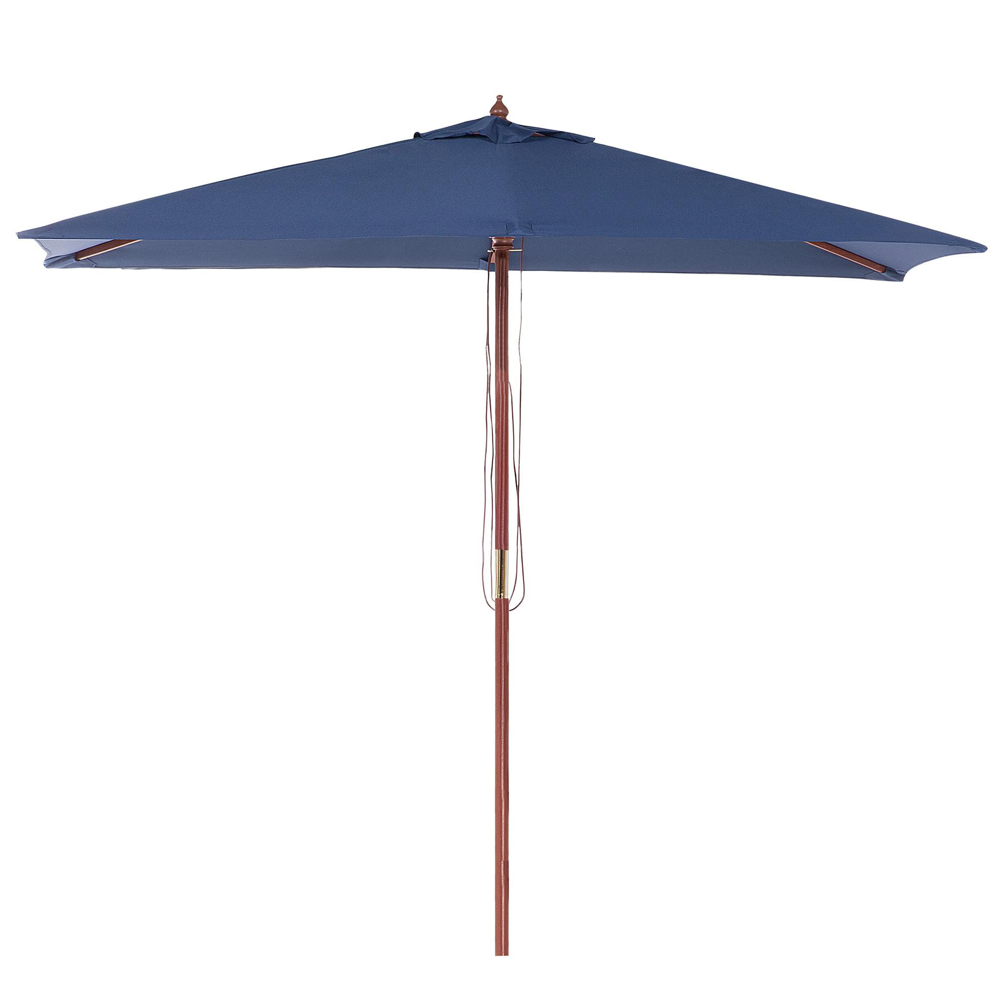 SONNENSCHIRM marineblau 195/144/244 cm Flamenco - Blau/Dunkelbraun, Textil (195/144cm) - Beliani
