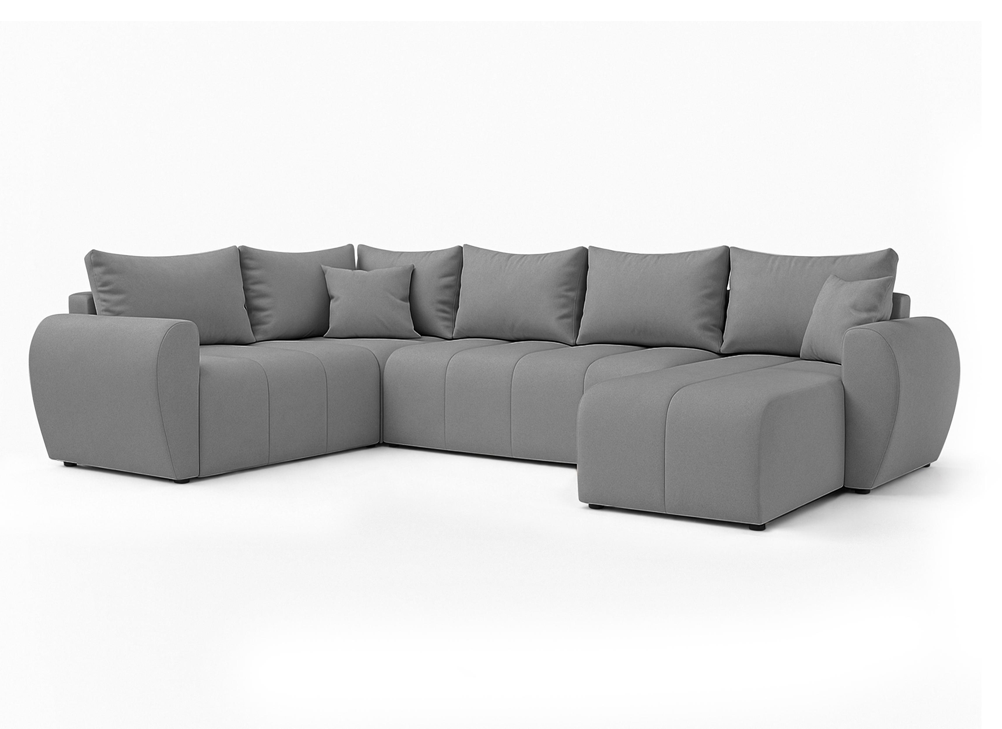 WOHNLANDSCHAFT Malatya U Form MAX Hellgrau 311/145/80 cm mit Schlaffunktion - Hellgrau/Schwarz, Kunststoff/Textil (303/80/208cm) - AX Living
